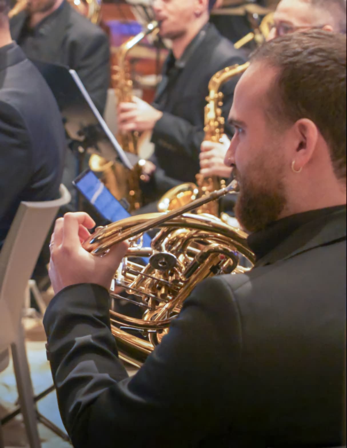 Corno francese tra gli ottoni dell'orchestra